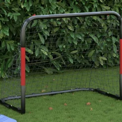 vidaXL But de football avec filet rouge et noir 90x48x71 cm acier