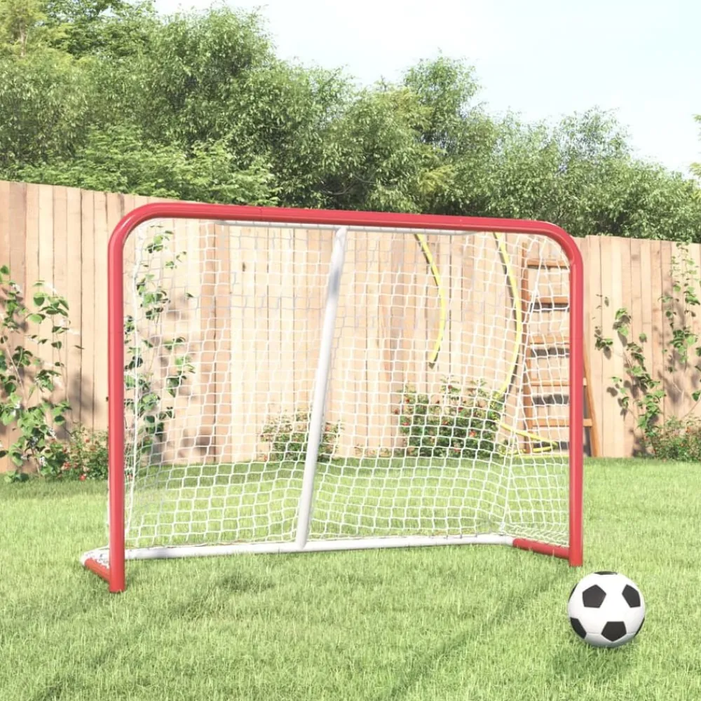 Divers Sports-vidaXL But de hockey avec filet rouge et blanc 153x60x118 cm