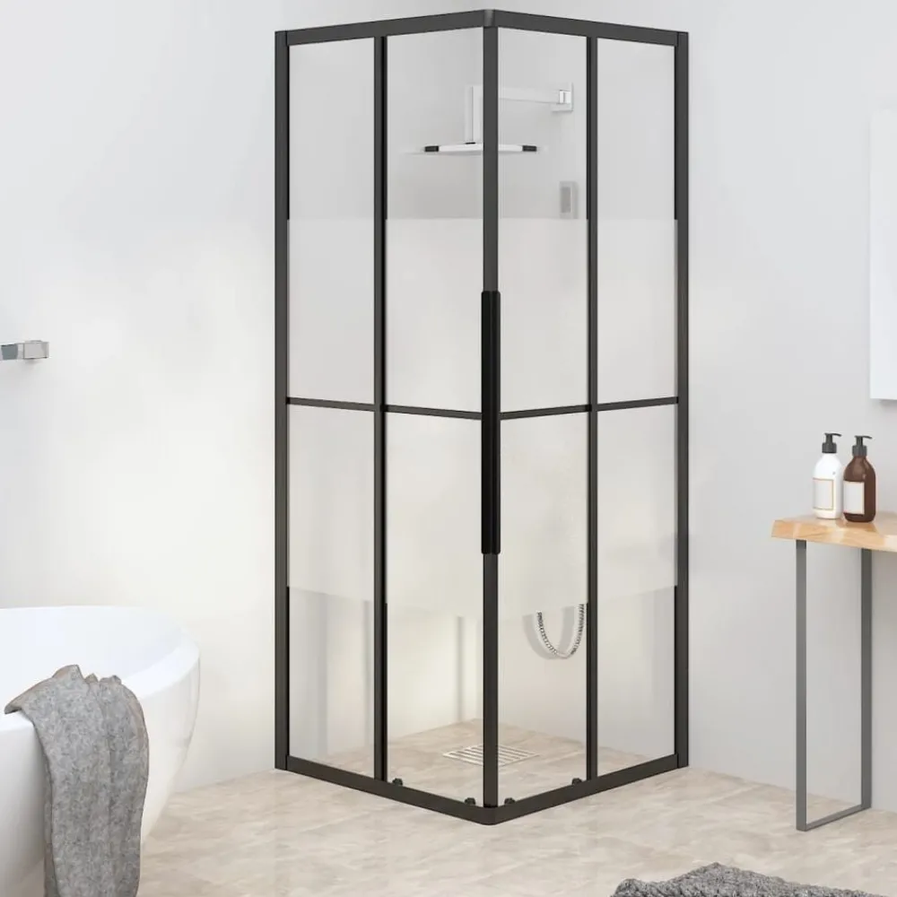 Plomberie-vidaXL Cabine de douche ESG semi-dépoli 80x80x180 cm Noir
