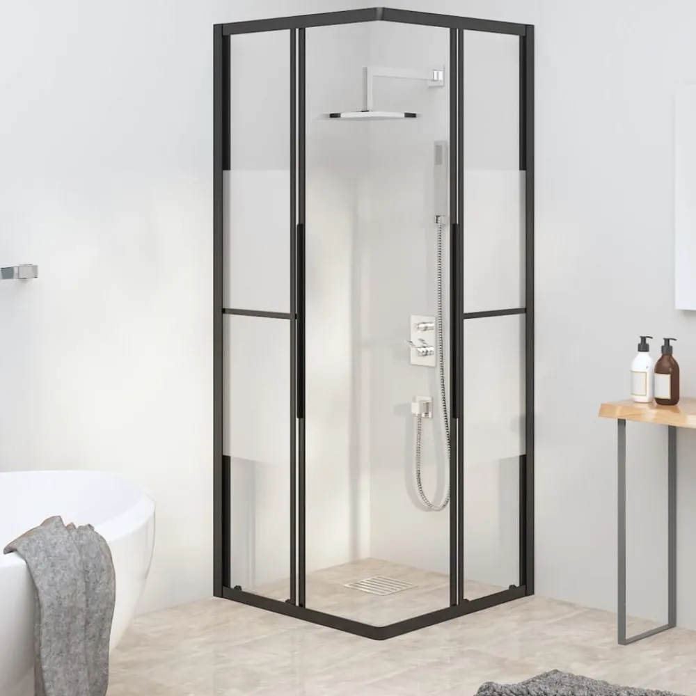 Plomberie-vidaXL Cabine de douche ESG semi-dépoli 80x80x180 cm Noir