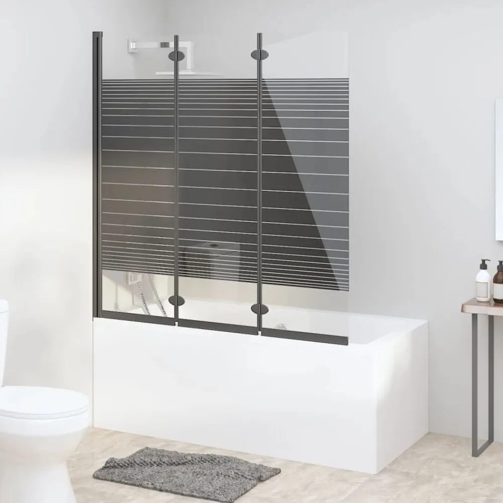 vidaXL Cabine de douche pliable 3 panneaux 130x130 cm ESG Noir