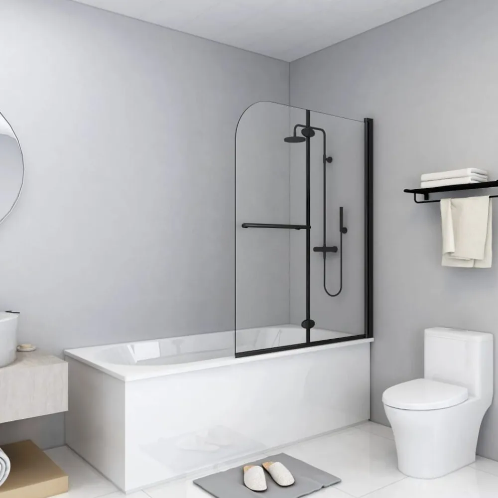 Plomberie-vidaXL Cabine de douche pliable 2 panneaux ESG 95x140 cm Noir