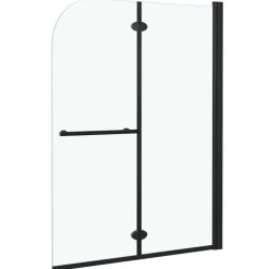 Plomberie-vidaXL Cabine de douche pliable 2 panneaux ESG 95x140 cm Noir