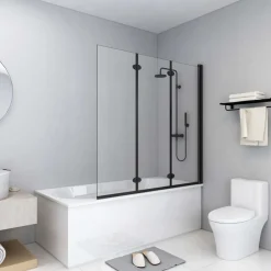 vidaXL Cabine de douche pliable 3 panneaux ESG 130x138 cm Noir