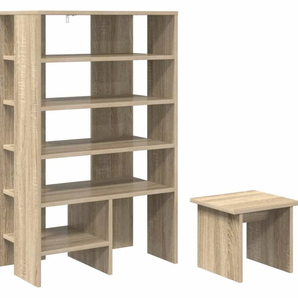 Produits Ménagers-vidaXL Cabinet à chaussures 2 pcs Chêne Sonoma Bois d'ingénierie Chêne sonoma