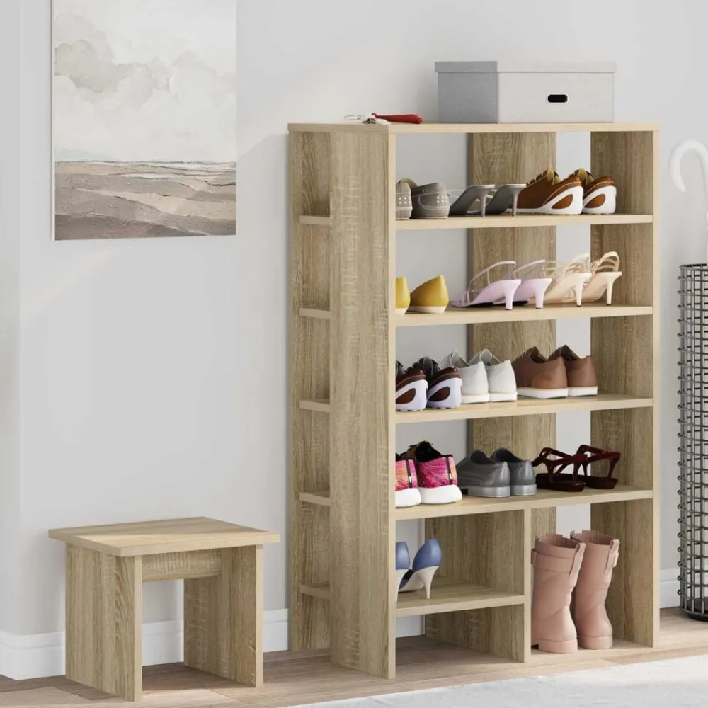 Produits Ménagers-vidaXL Cabinet à chaussures 2 pcs Chêne Sonoma Bois d'ingénierie Chêne sonoma