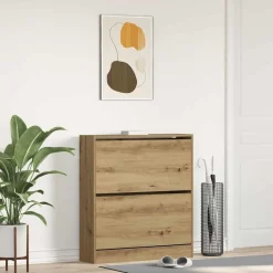 vidaXL Cabinet à chaussures avec étagère Chêne fumé 80 x 21 x 87,5 cm