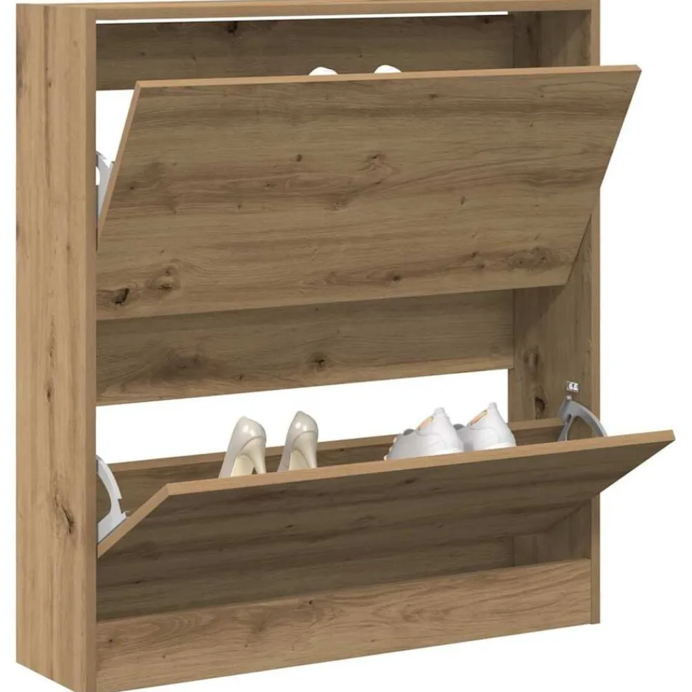 vidaXL Cabinet à chaussures avec étagère Chêne fumé 80 x 21 x 87,5 cm