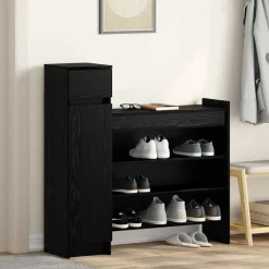 Produits Ménagers-vidaXL Cabinet à chaussures avec tiroir Chêne noir 100,5 x 28 x 100 cm Ch&ecirc;ne noir
