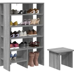 vidaXL Cabinet à chaussures 2 pcs Gris Sonoma Bois d'ingénierie
