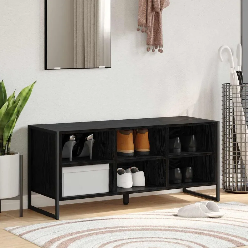 vidaXL Cabinet à chaussures avec stockage Chêne noir 100 x 35 x 44 cm
