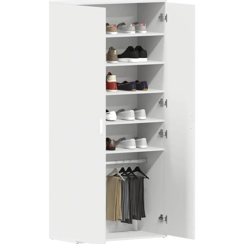 Produits Ménagers-vidaXL Cabinet à chaussures 80 x 39 x 178 cm Bois d'ingénierie Blanc