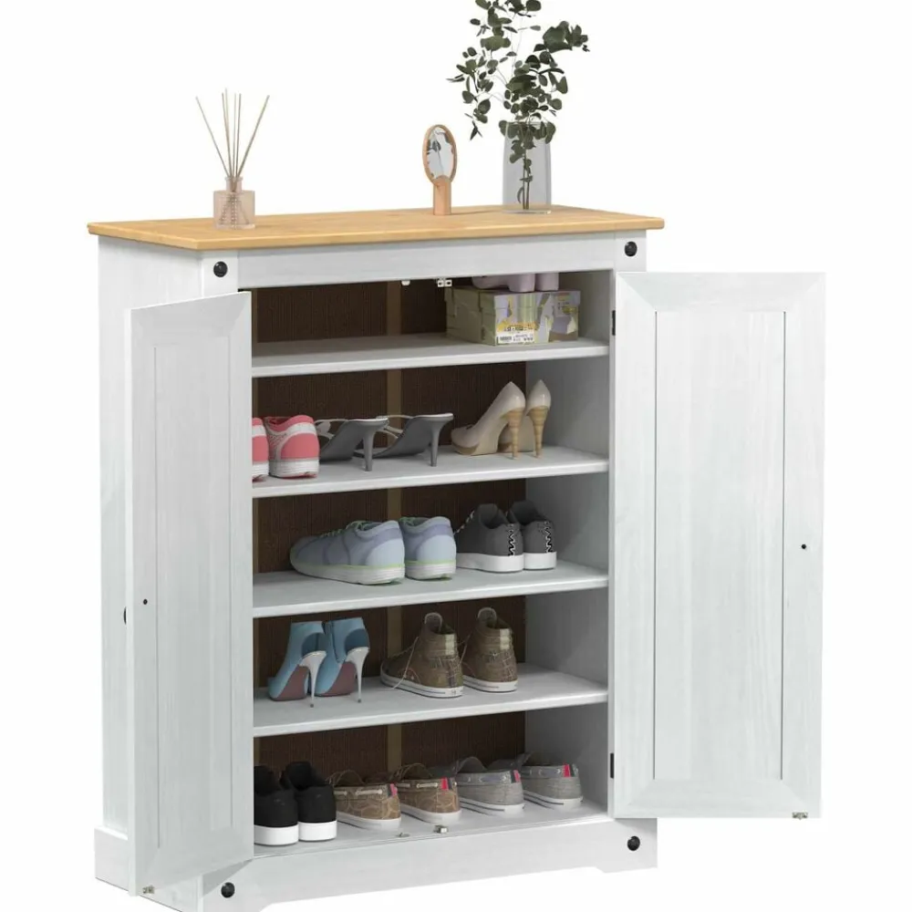 vidaXL Cabinet à chaussures 86 x 38.5 x 1080 cm Pin massif