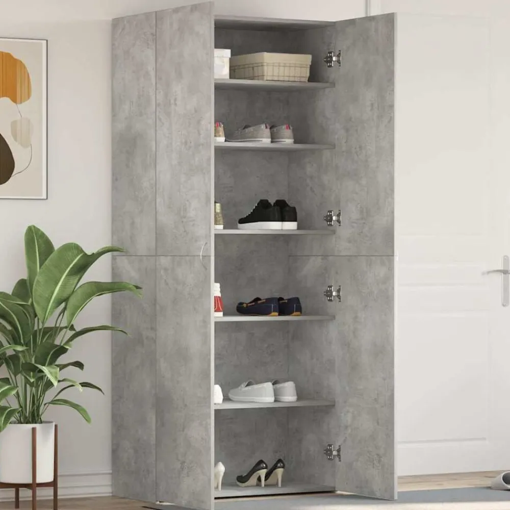 vidaXL Cabinet à chaussures Gris 80 x 35.5 x 180 cm Bois d'ingénierie