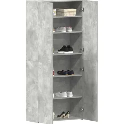 vidaXL Cabinet à chaussures Gris 80 x 35.5 x 180 cm Bois d'ingénierie