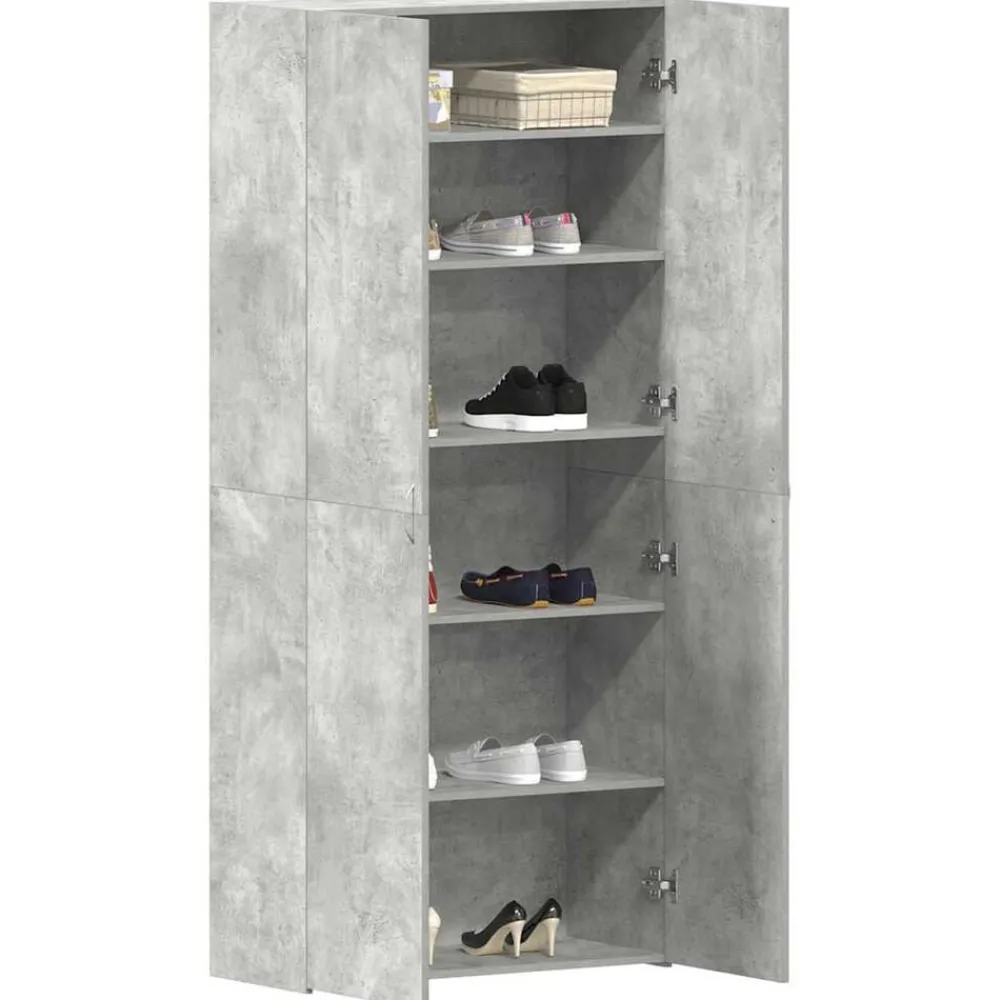 vidaXL Cabinet à chaussures Gris 80 x 35.5 x 180 cm Bois d'ingénierie
