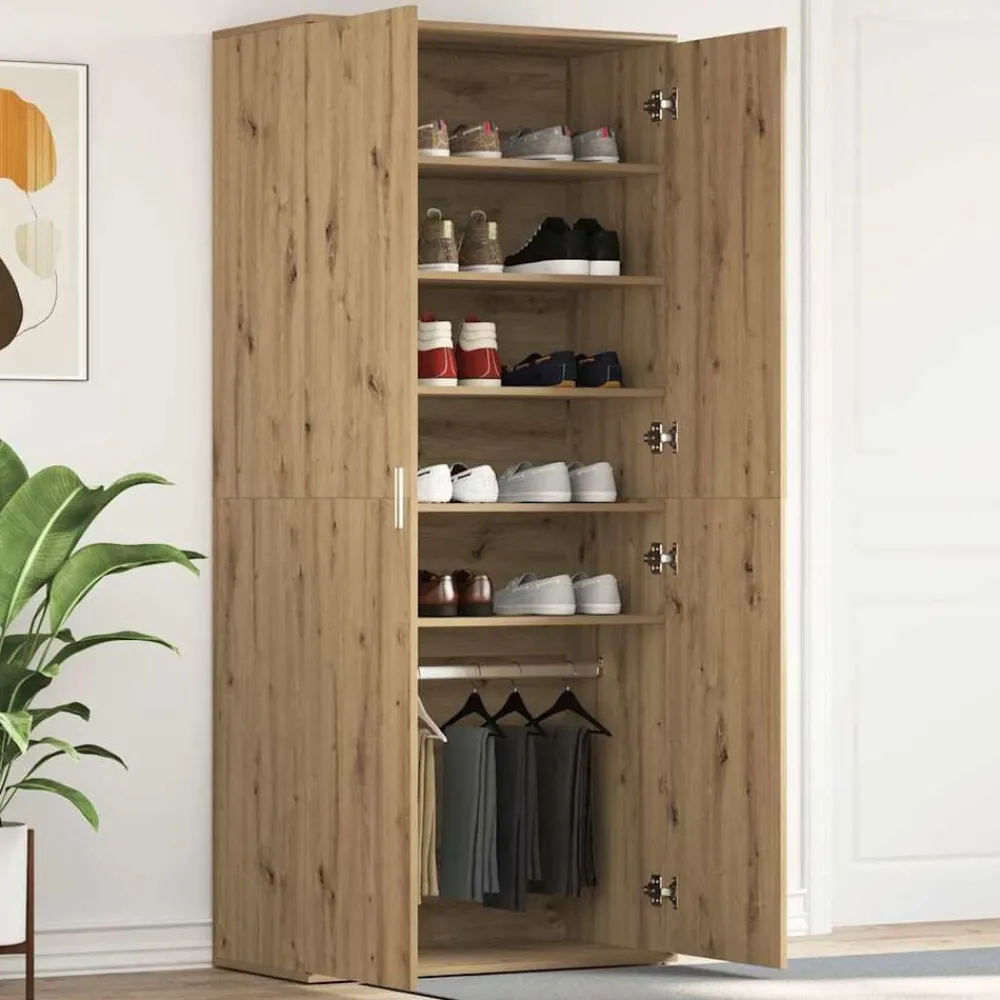 Produits Ménagers-vidaXL Cabinet à chaussures Chêne artisanal 80 x 39 x 178 cm chêne artisanal