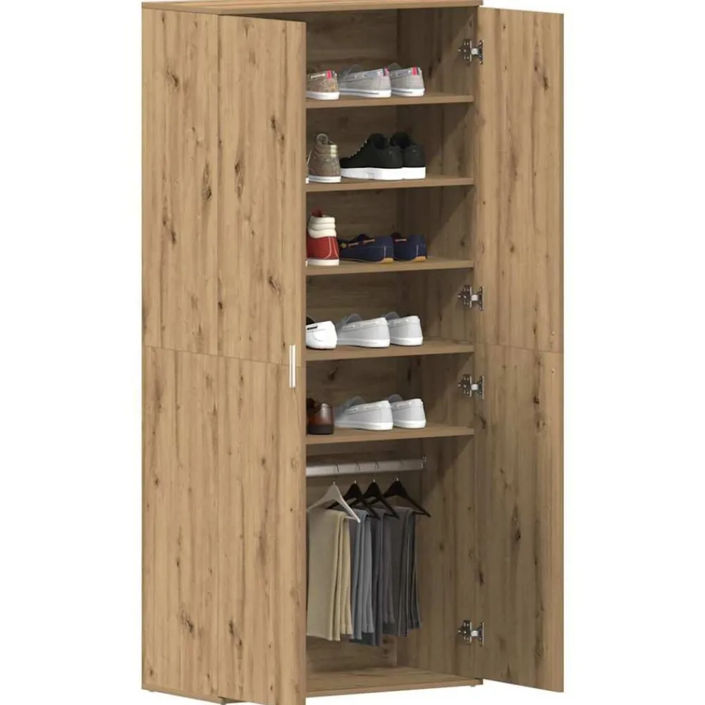 Produits Ménagers-vidaXL Cabinet à chaussures Chêne artisanal 80 x 39 x 178 cm chêne artisanal
