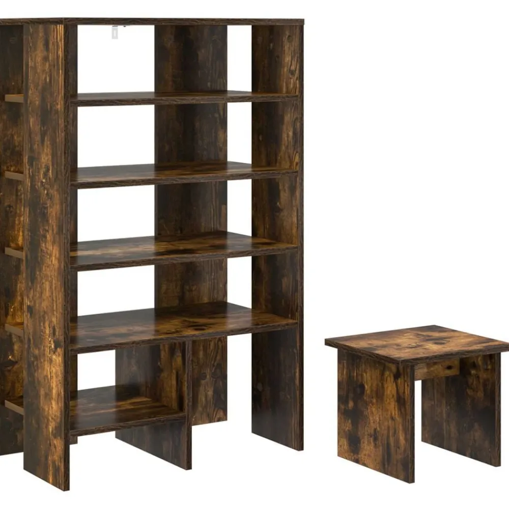 vidaXL Cabinet à chaussures 2 pcs Chêne fumé Bois d'ingénierie