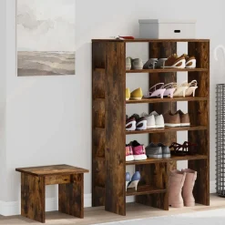 vidaXL Cabinet à chaussures 2 pcs Chêne fumé Bois d'ingénierie