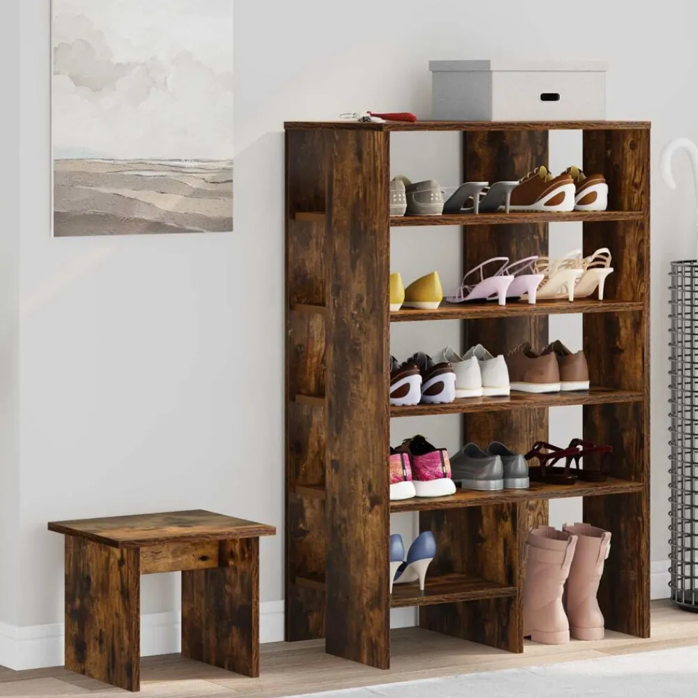 vidaXL Cabinet à chaussures 2 pcs Chêne fumé Bois d'ingénierie