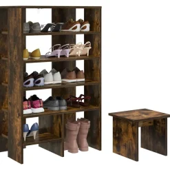 vidaXL Cabinet à chaussures 2 pcs Chêne fumé Bois d'ingénierie