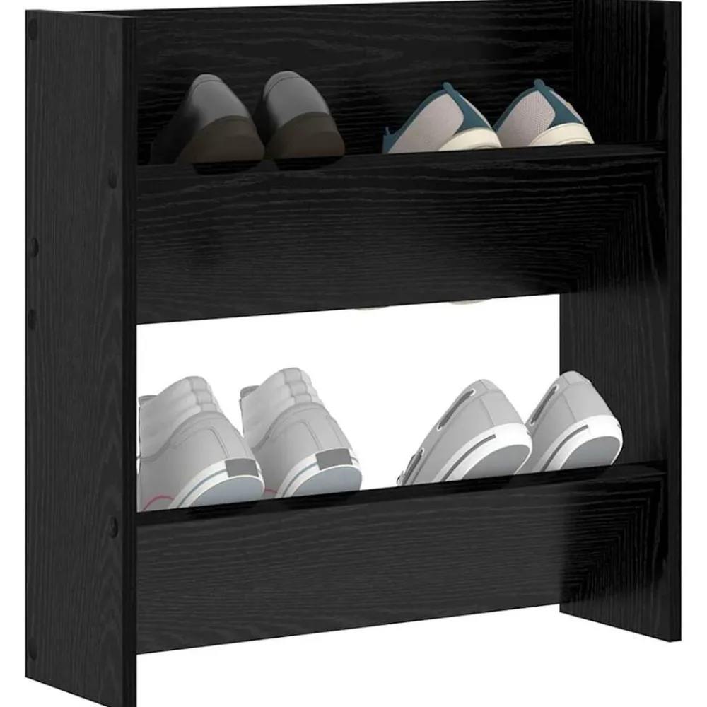 vidaXL Cabinet à chaussures avec étagère Chêne noir 60 x 18 x 60 cm