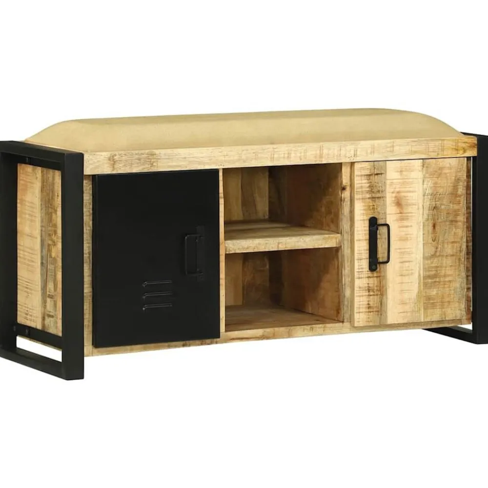 Bancs-vidaXL Cabinet Banc Marron 100 x 35 x 50 cm Bois de manguier massif