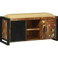 Bancs-vidaXL Cabinet Banc Multicolore Bois massif de récupération