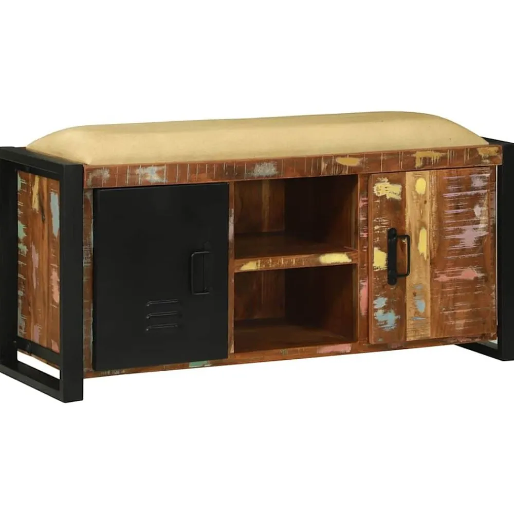 Bancs-vidaXL Cabinet Banc Multicolore Bois massif de récupération