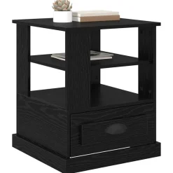 Tables-vidaXL Cabinet de chevet Chêne noir 50 x 50 x 60 cm Bois d'ingénierie Ch&ecirc;ne noir