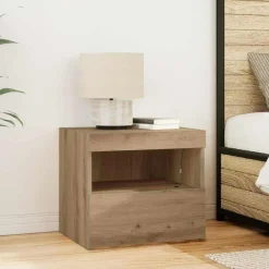 Tables-vidaXL Cabinet de chevet avec tiroir Chêne artisanal 50 x 40 x 45 cm ch&ecirc;ne artisanal