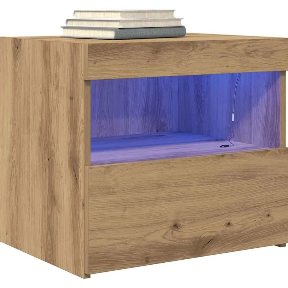 Tables-vidaXL Cabinet de chevet avec tiroir Chêne artisanal 50 x 40 x 45 cm chêne artisanal