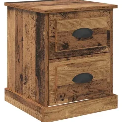 Tables-vidaXL Cabinet de chevet avec tiroir 39 x 39 x 47.5 cm Bois ancien