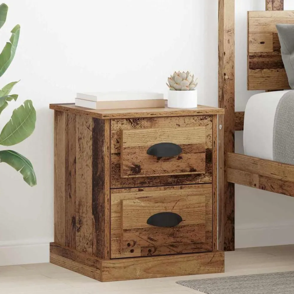 Tables-vidaXL Cabinet de chevet avec tiroir 39 x 39 x 47.5 cm Bois ancien