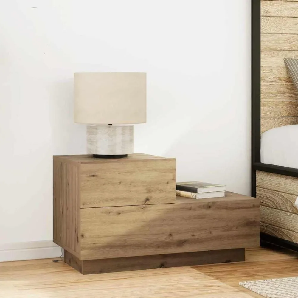 Tables-vidaXL Cabinet de chevet avec tiroir Chêne artisanal 70 x 36 x 40,5 cm chêne artisanal