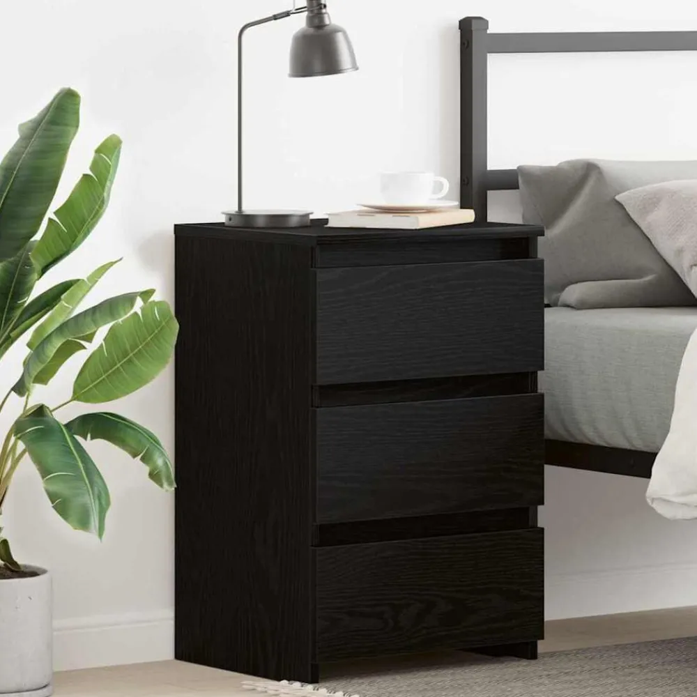 vidaXL Cabinet de chevet avec tiroir Chêne noir 40 x 35 x 62,5 cm