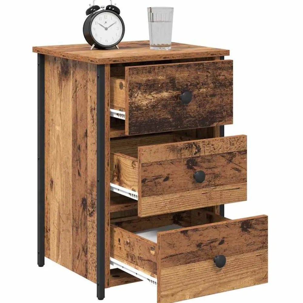 Tables-vidaXL Cabinet de chevet Marron 40 x 36 x 60 cm Bois Recyclé Solide Bois ancien