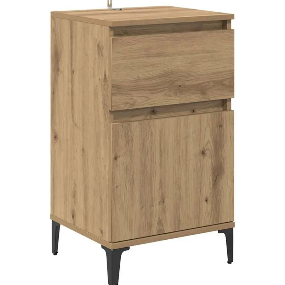 Tables-vidaXL Cabinet de chevet avec tiroir Chêne artisanal 40 x 35 x 70 cm chêne artisanal