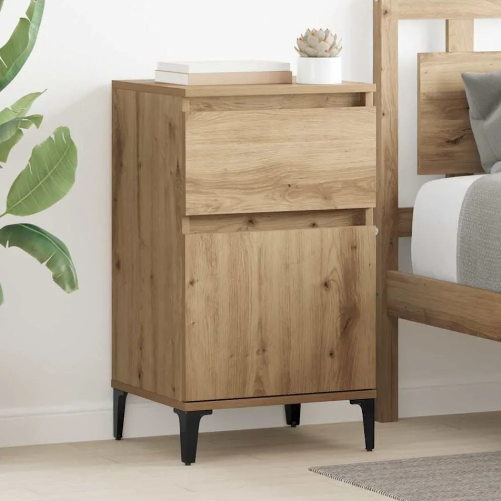 Tables-vidaXL Cabinet de chevet avec tiroir Chêne artisanal 40 x 35 x 70 cm chêne artisanal