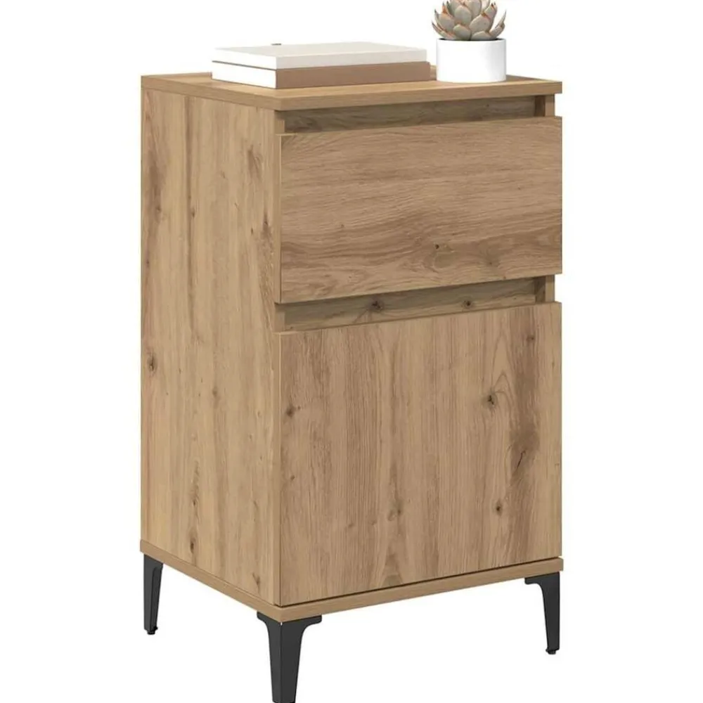 Tables-vidaXL Cabinet de chevet avec tiroir Chêne artisanal 40 x 35 x 70 cm chêne artisanal