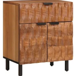 Tables-vidaXL Cabinet de chevet Marron 50 x 33 x 60 cm Bois de mangue massif Finition acajou brun