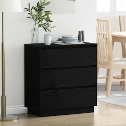 vidaXL Cabinet de chevet avec tiroir Chêne noir 71 x 34,5 x 75 cm