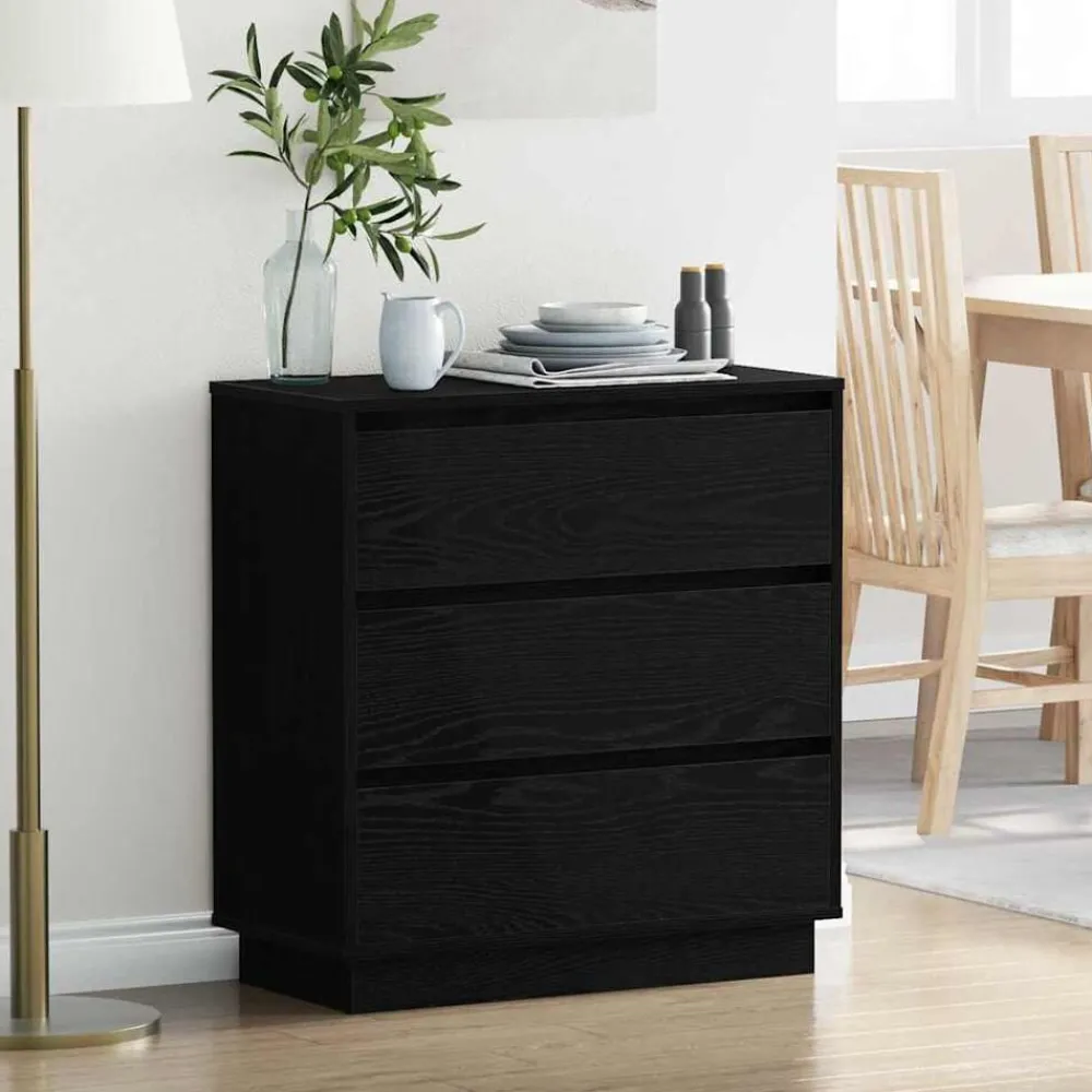 vidaXL Cabinet de chevet avec tiroir Chêne noir 71 x 34,5 x 75 cm