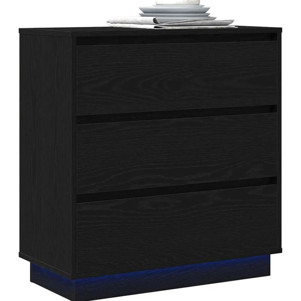 vidaXL Cabinet de chevet avec tiroir Chêne noir 71 x 34,5 x 75 cm