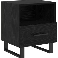 Tables-vidaXL Cabinet de chevet avec tiroir Chêne noir 40 x 35 x 47,5 cm Ch&ecirc;ne noir