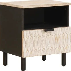 vidaXL Cabinet de chevet Blanc 40 x 33 x 46 cm Bois de mangue massif