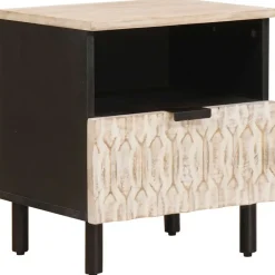 vidaXL Cabinet de chevet Blanc 40 x 33 x 46 cm Bois de mangue massif