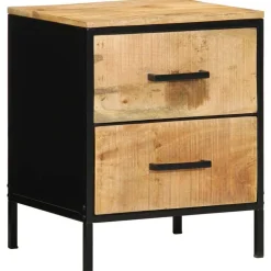 Tables-vidaXL Cabinet de chevet avec tiroir Marron et Noir 40 x 35 x 50 cm