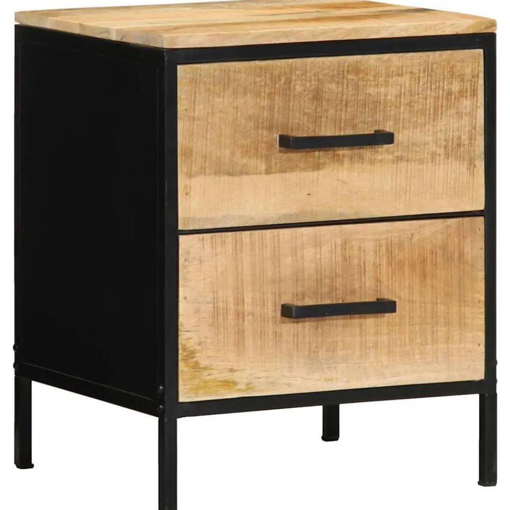 Tables-vidaXL Cabinet de chevet avec tiroir Marron et Noir 40 x 35 x 50 cm